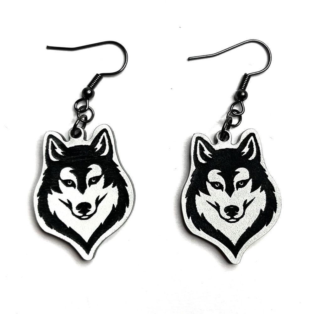 Acrylic handmade wolf earrings